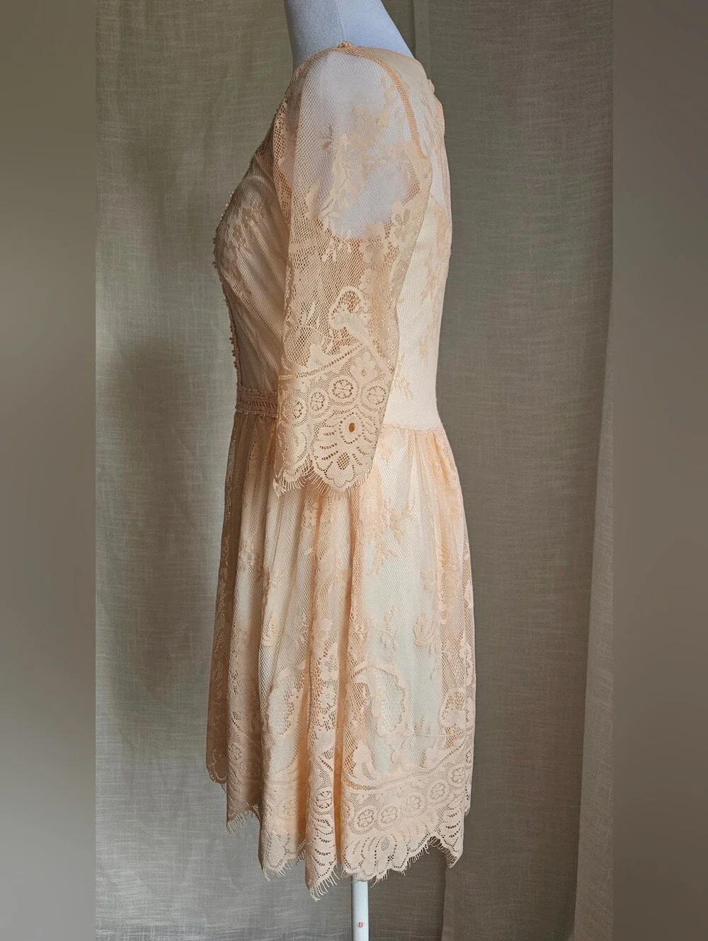 ​Soieblu Peach Lace Dress - NWOT - Size S - Romantic Boho Mini Dress - Picture 6 of 15